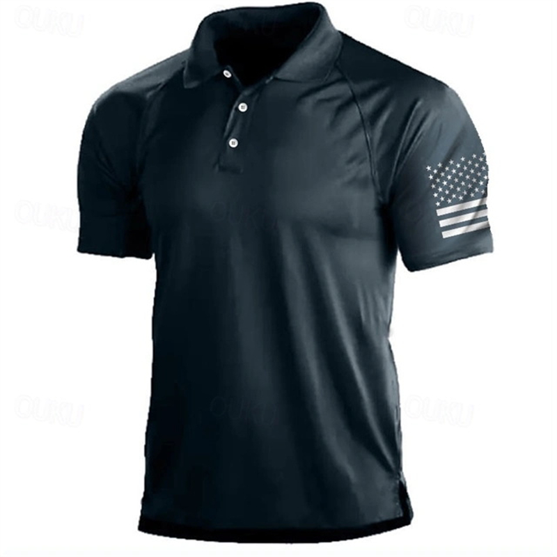 Golf Equipment Wholesale - 3D プリント米国旗パターンポロシャツ男性用ヴィンテージ屋外日常着夏のファッションカジュアルスポーツゴルフシャツ男性ラペルトップス