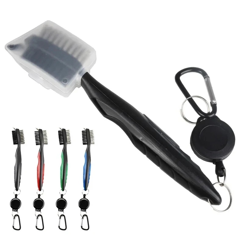 Golf Equipment Wholesale - 1/2/3 個ゴルフクラブブラシ溝クリーナー格納式両面ナイロン毛アルミカラビナ溝クリーナー溝ツール