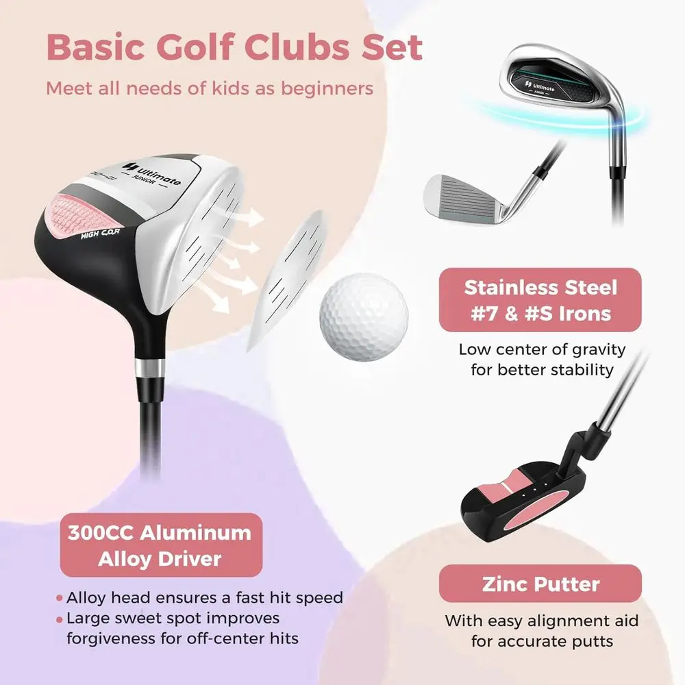 ユースゴルフクラブセット（スタンドバッグ、レインカバー、練習 - Golf Equipment For Youth のレビューと価格
